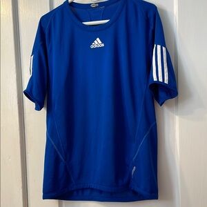 Adidas Royal Blue Sports Tee with White Stripes